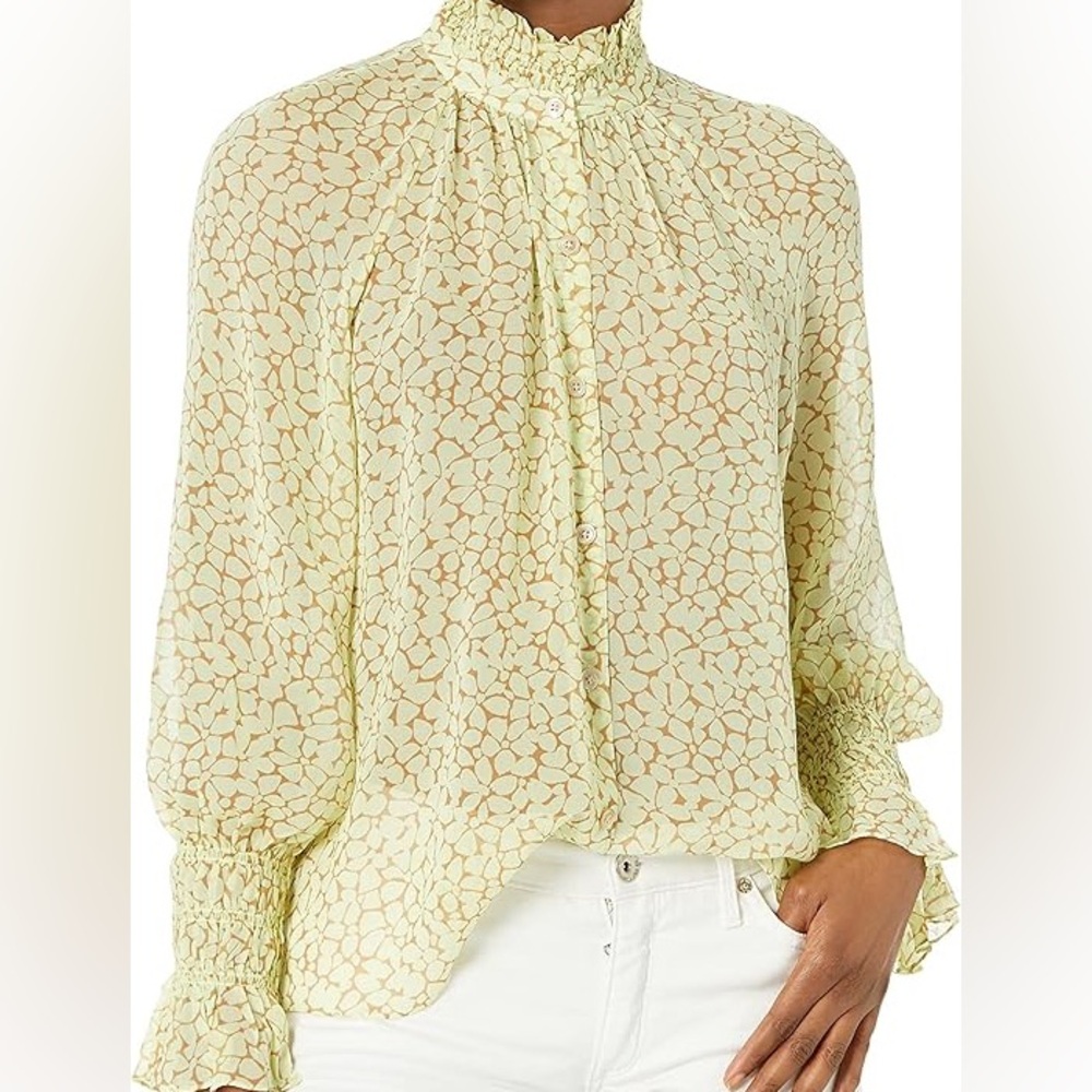 Joie DEA Silk Blouse Size Small Sheer Color Lime